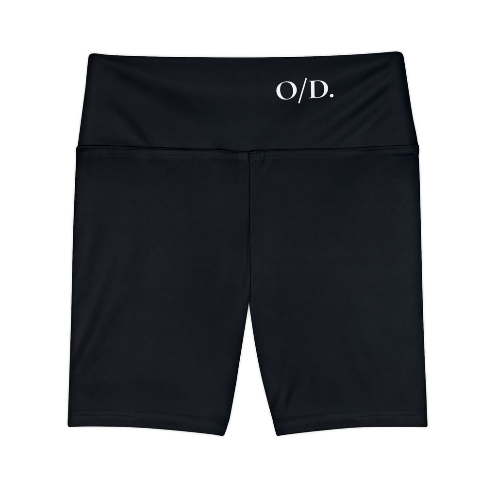 O/D. Damen-Workout-Shorts mit hoher Taille, schwarze Performance-Biker-Shorts