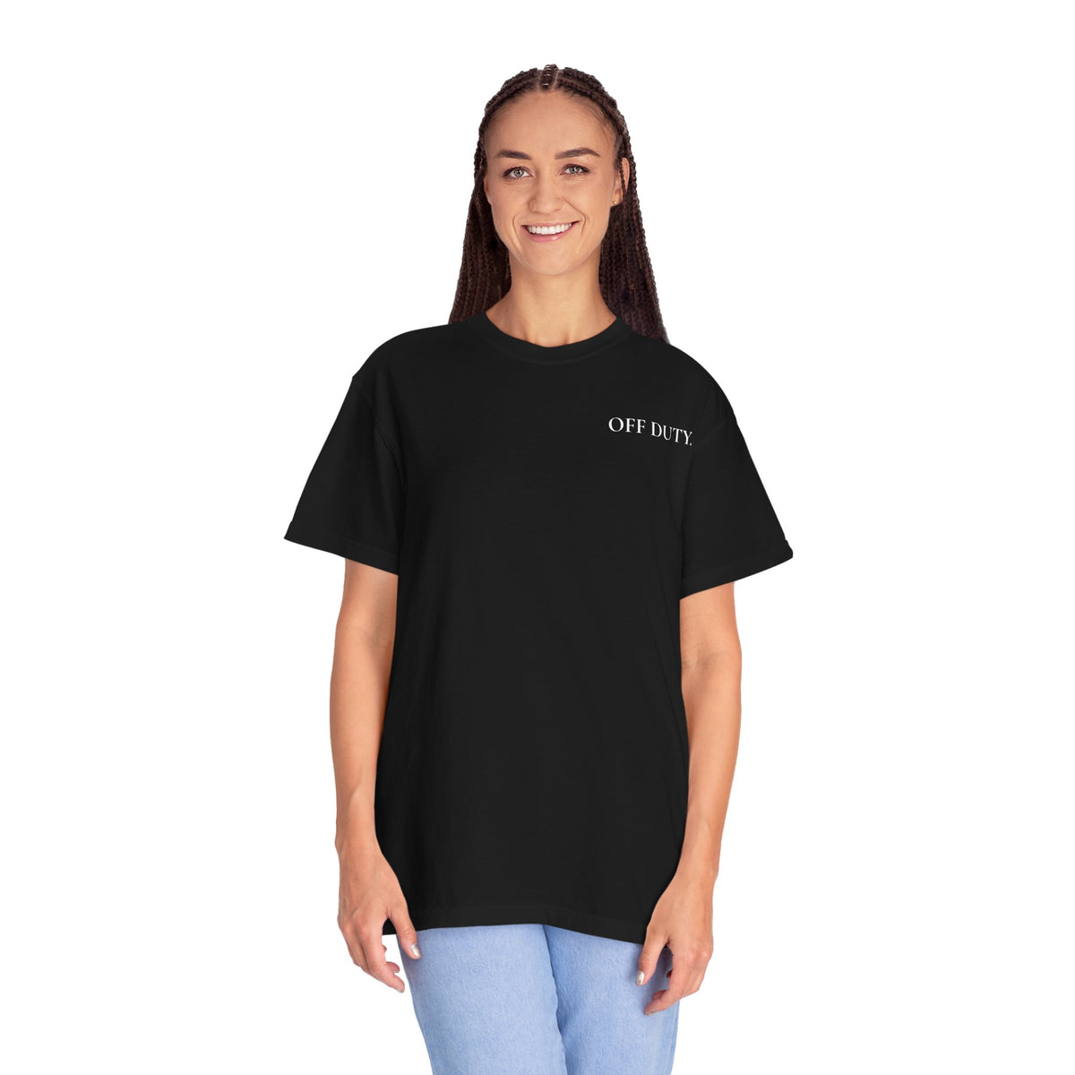 Camiseta Feminina "OFF DUTY" - T-shirt Minimalista de Fuga do Escritório