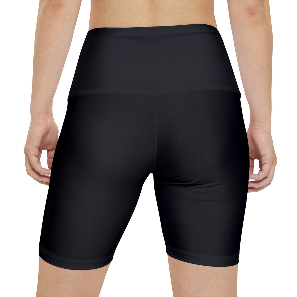 O/D. Damen-Workout-Shorts mit hoher Taille, schwarze Performance-Biker-Shorts