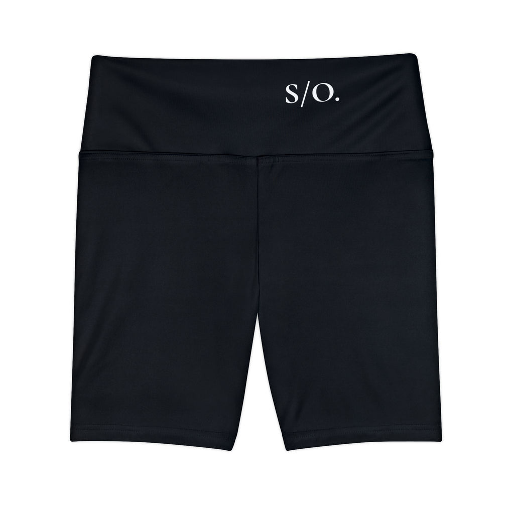 O/D. Damen-Workout-Shorts mit hoher Taille, schwarze Performance-Biker-Shorts
