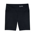 O/D. Damen-Workout-Shorts mit hoher Taille, schwarze Performance-Biker-Shorts