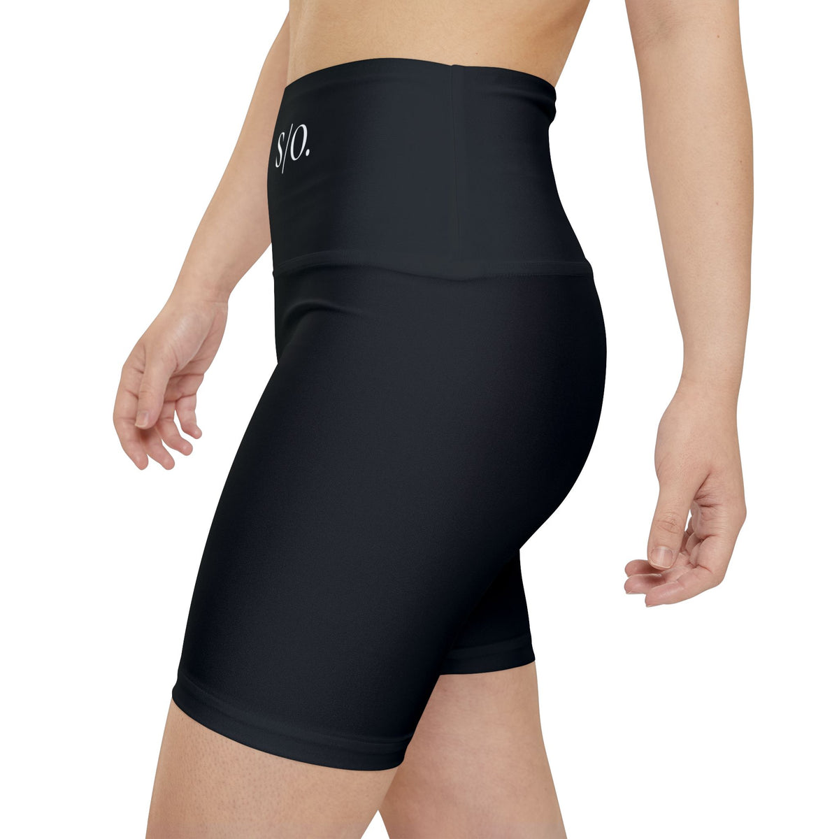 O/D. Damen-Workout-Shorts mit hoher Taille, schwarze Performance-Biker-Shorts