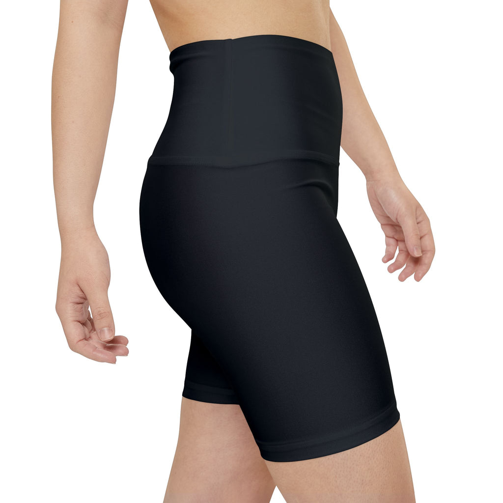 O/D. Damen-Workout-Shorts mit hoher Taille, schwarze Performance-Biker-Shorts