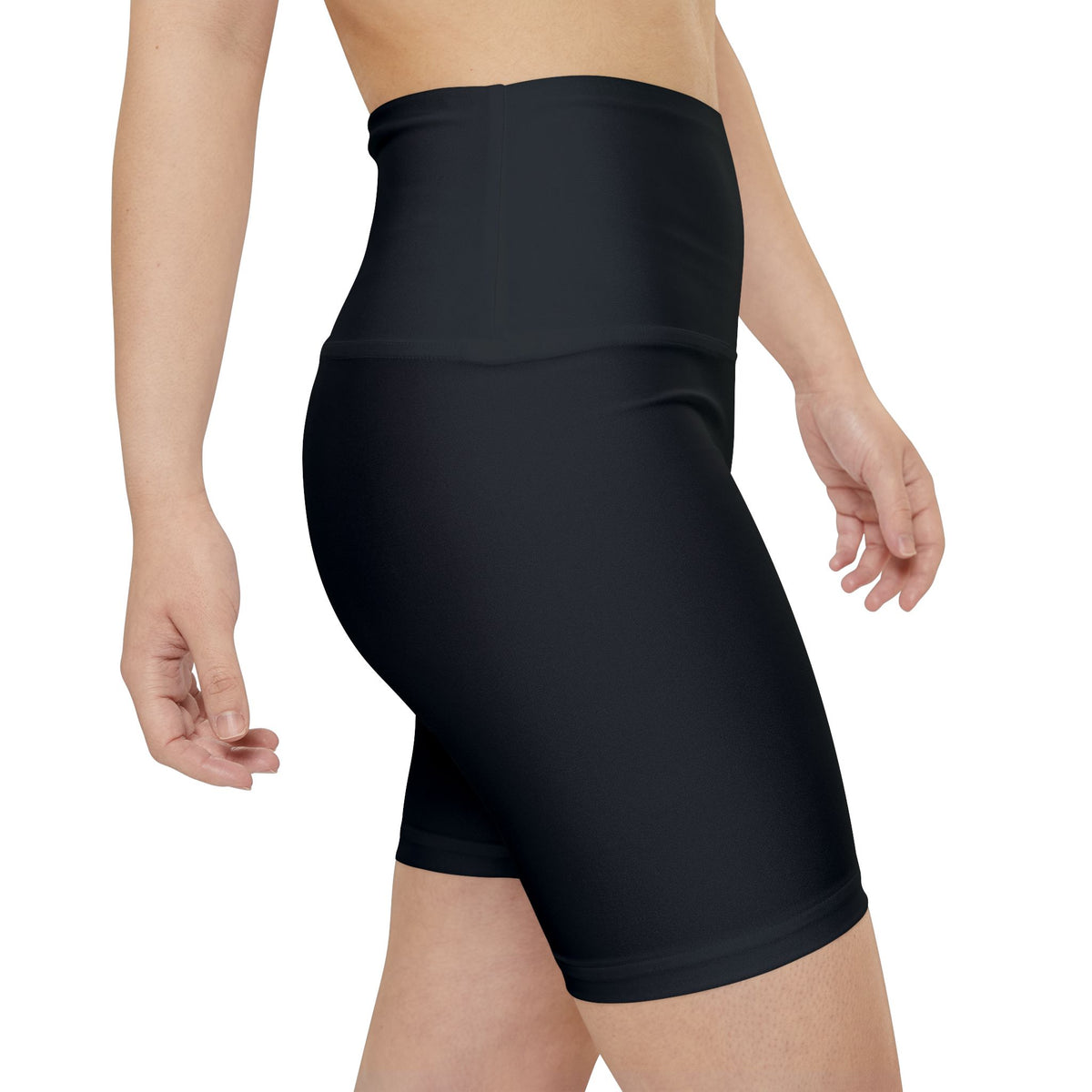 O/D. Damen-Workout-Shorts mit hoher Taille, schwarze Performance-Biker-Shorts