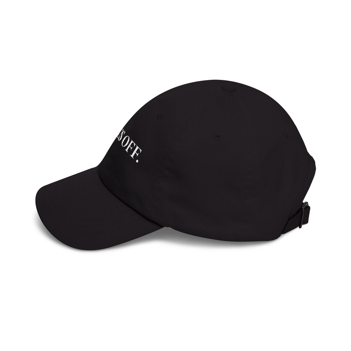 Schwarze Dad Cap „OFF DUTY“. Bestickt