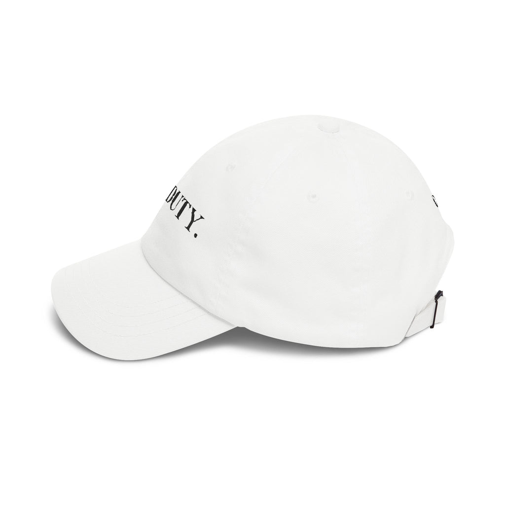 Gorra estilo "Dad Cap" "OFF DUTY". Gorra de béisbol relajada con bordado.