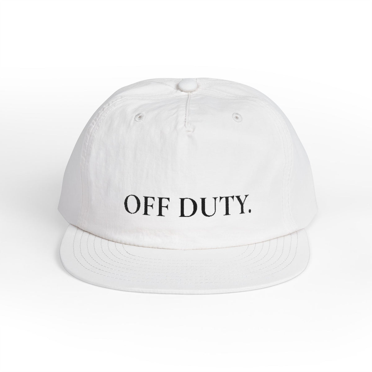 Off Duty Surf Cap Relaxed White Embroidered Dad Hat for Beach & Vacation
