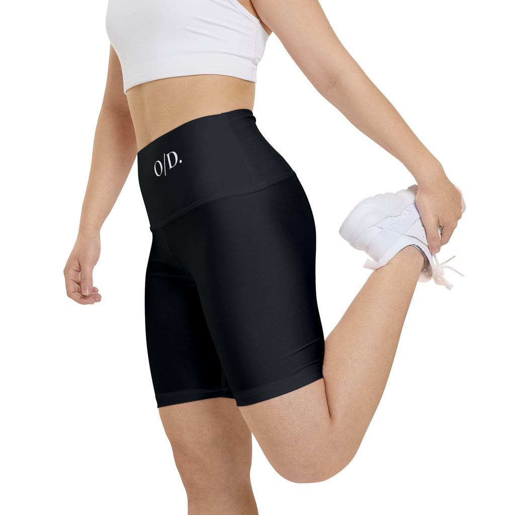 O/D. Damen-Workout-Shorts mit hoher Taille, schwarze Performance-Biker-Shorts