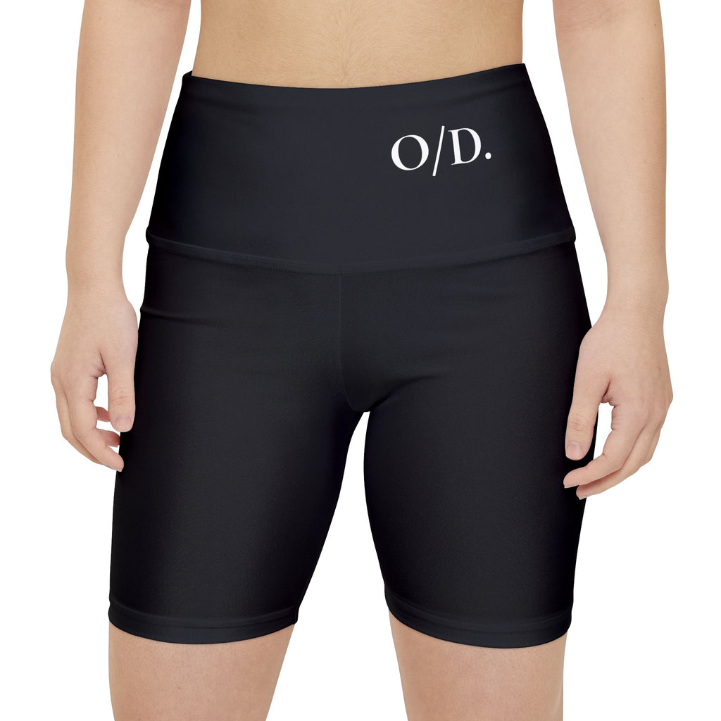 O/D. Damen-Workout-Shorts mit hoher Taille, schwarze Performance-Biker-Shorts